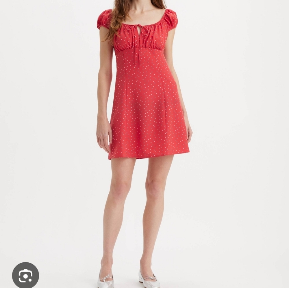 Levi's Red Ruched Sundress Sleeveless Mini‎